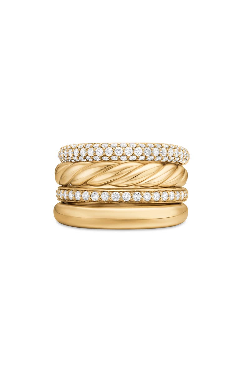 David Yurman Mercer<sup>™</sup> Multirow Ring with Pavé Diamonds, Main, color, 18K Yellow Gold