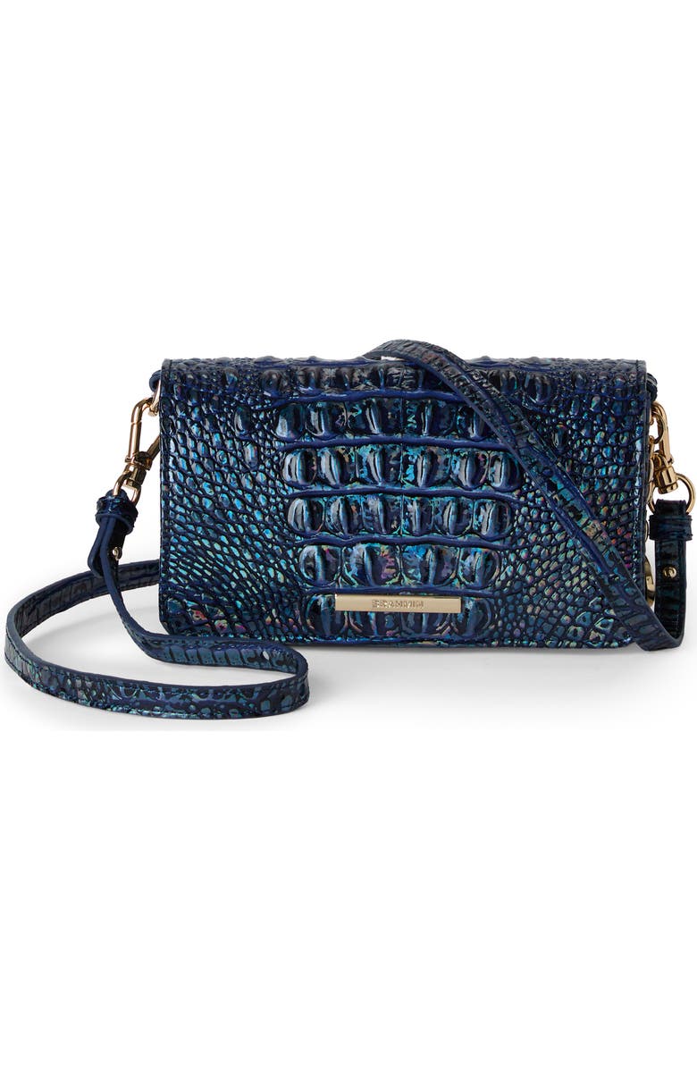 Brahmin Minuette Croc Embossed Leather Crossbody Bag, Main, color, Royal Blue Melbourne