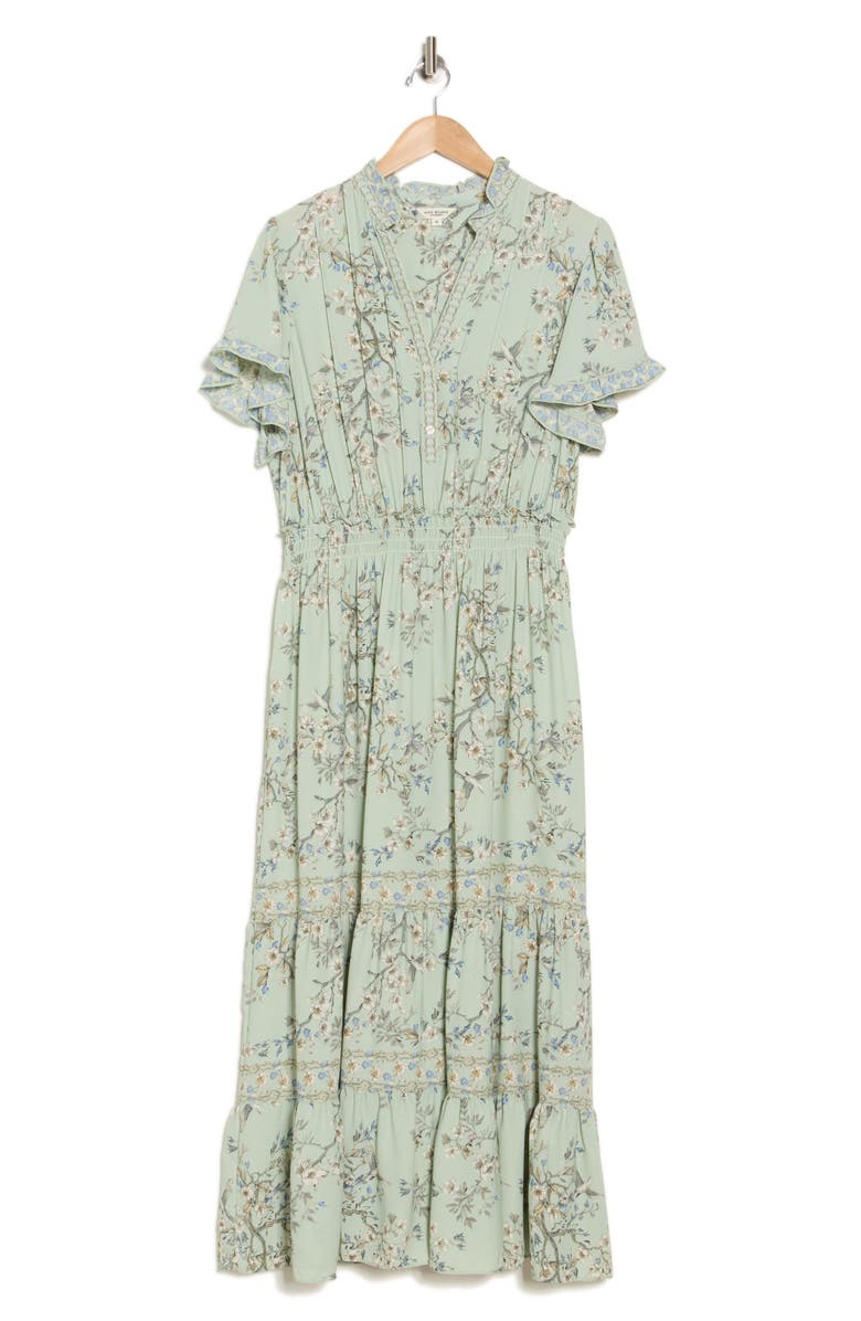 Flutter Sleeve Tiered Maxi Dress