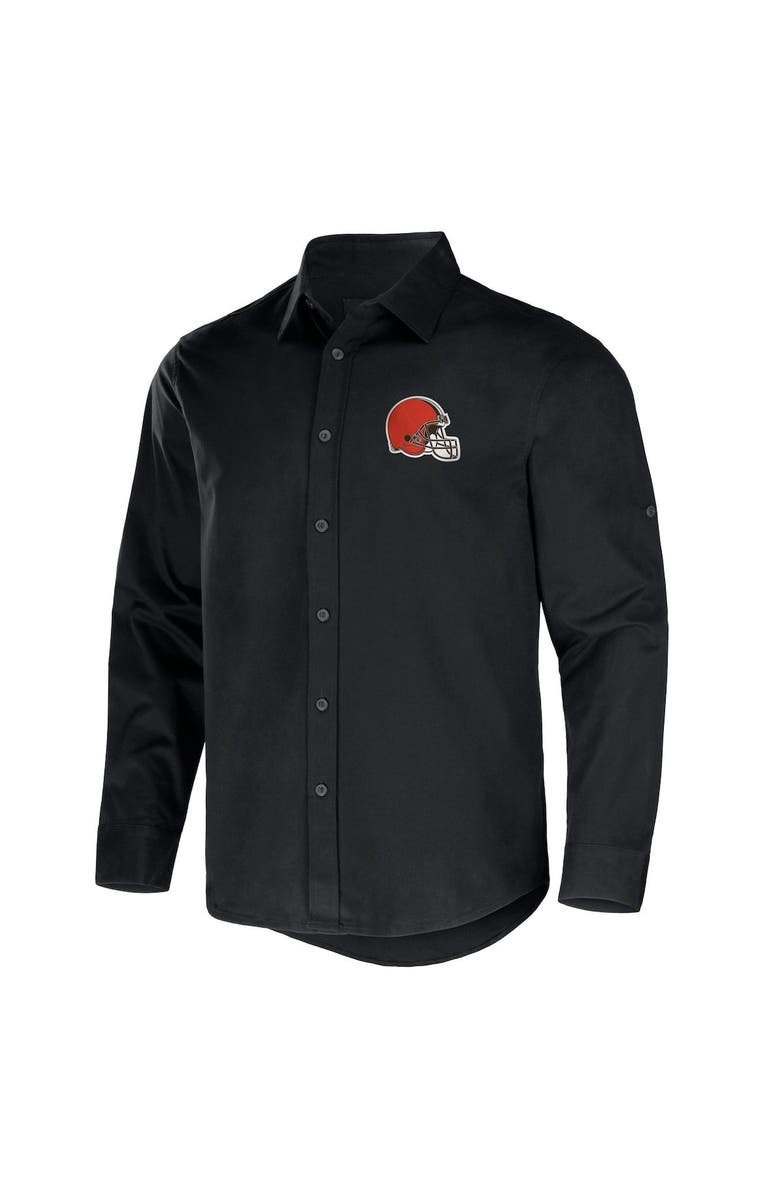 NFL X DARIUS RUCKER Men's NFL x Darius Rucker Collection by Fanatics Black Cleveland Browns Convertible Twill Long Sleeve Button-Up Shirt, Alternate, color, Black