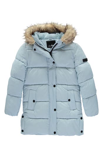 Sam Edelman Kids' Faux Fur Trim Puffer Jacket In Multi