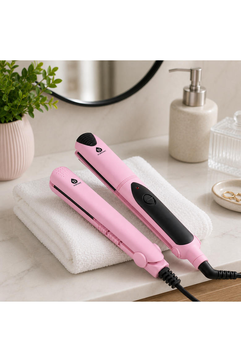 Flat Iron with A Free Travel Straightener, Alternate, color, Pink