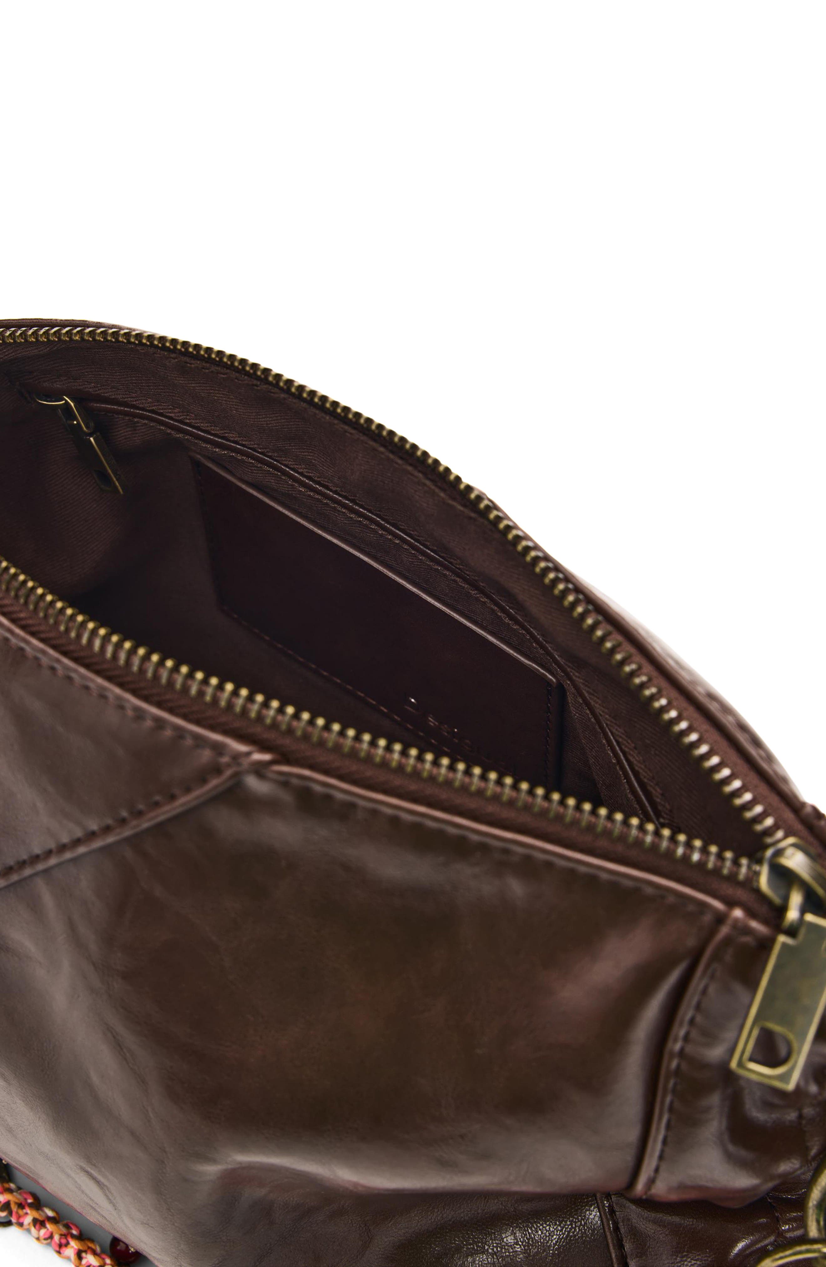 Medium Charm Strap Faux Leather Crossbody Bag, Alternate, color, DARK BROWN