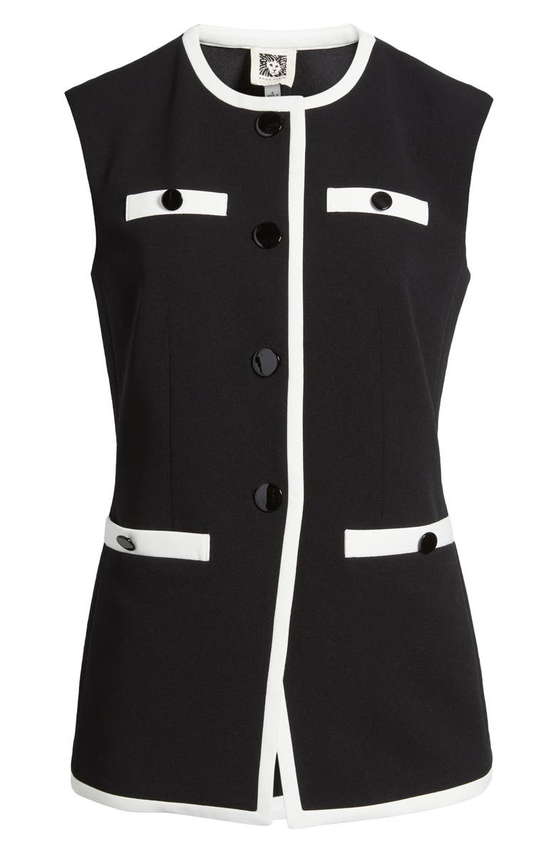 Anne Klein Colorblock Vest, Alternate, color, Anne Black / White Dove