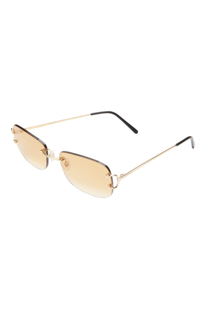 59mm Rimless Rectangular Sunglasses, Alternate, color, GOLD