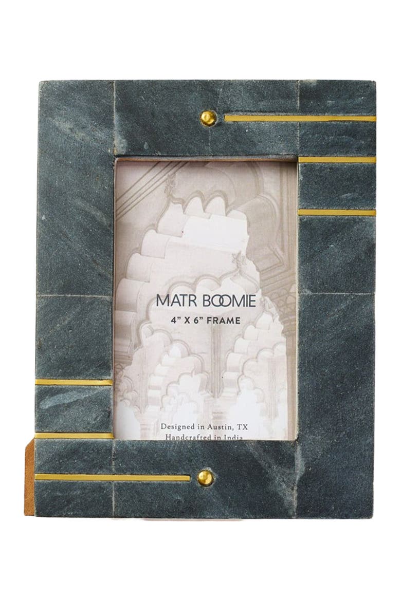 Sammita 4x6 Black Picture Frame - Carved Marble Brass Inlay, Main, color, Black