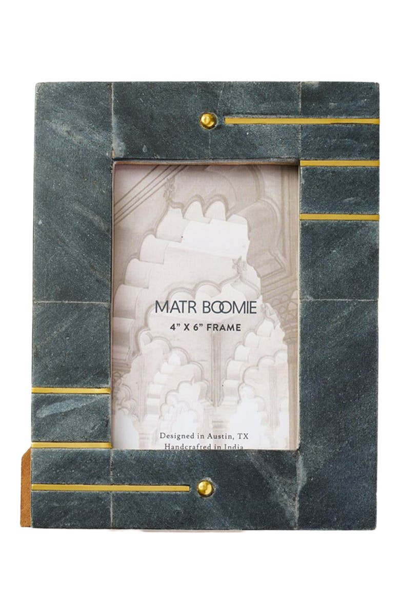 Matr Boomie Sammita 4x6 Black Picture Frame - Carved Marble Brass Inlay, Main, color, Black