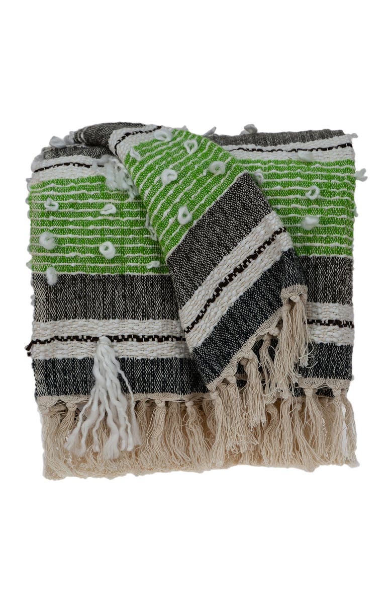 PARKLAND COLLECTION Ira Eclectic White 52" x 67" Woven Handloom Throw, Main, color,