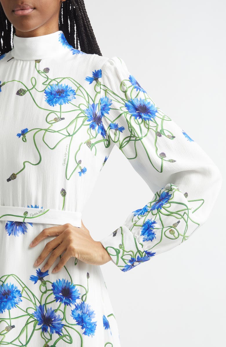 Stella McCartney Cornflower Floral Print Long Sleeve Crepe Midi Dress, Alternate, color, Cornflower