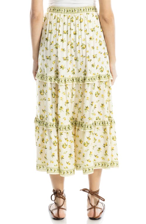 Max Studio Ruffle Tiered Midi Skirt In Natural Lemon Harvest