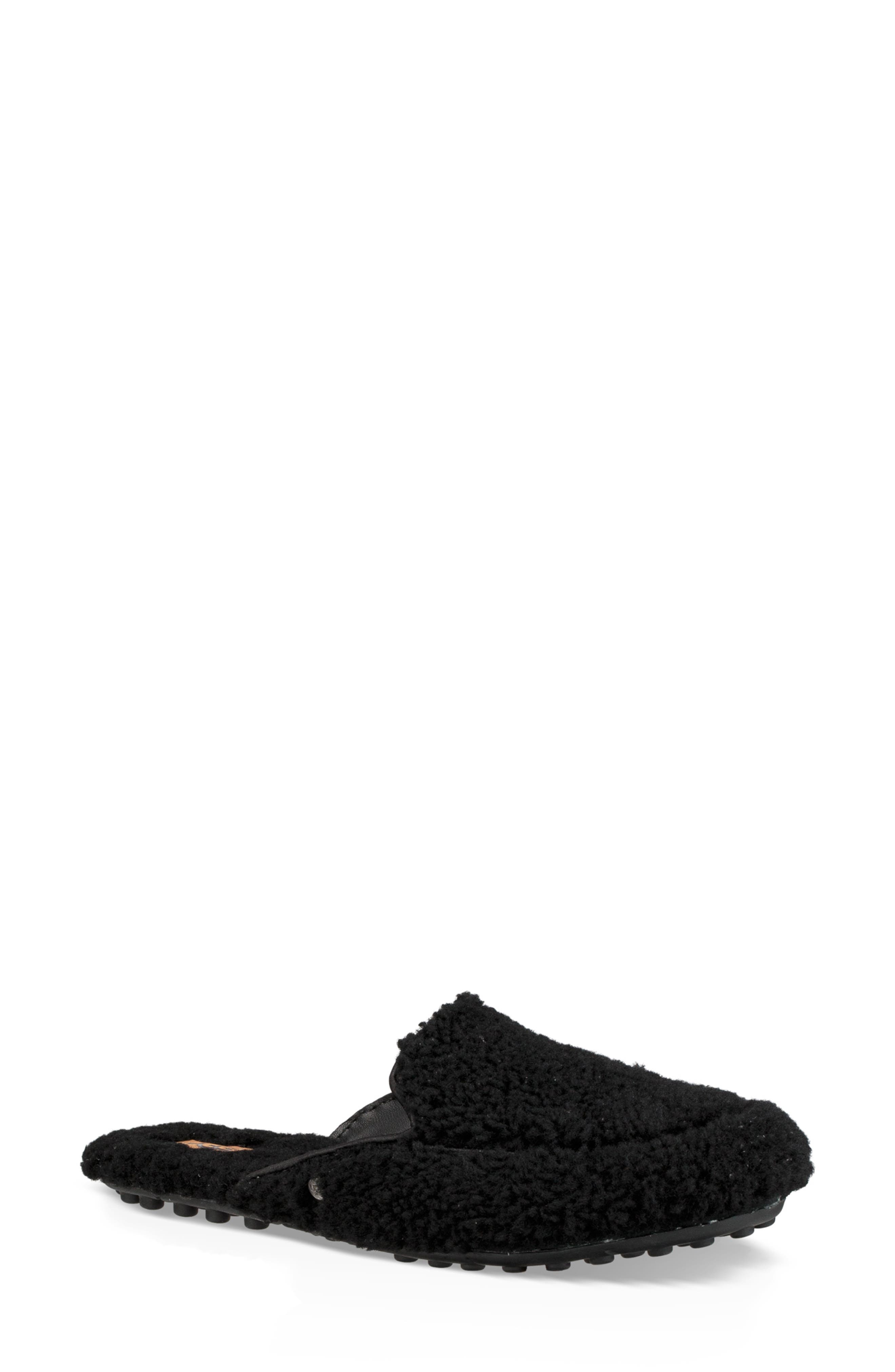 Lane Fluff Genuine Shearling Loafer Slipper, Main, color, BLACK