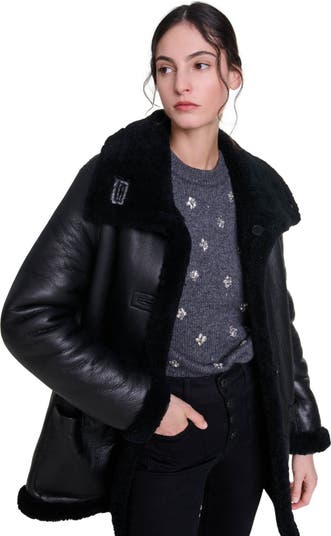 Maje reversible fur deals jacket