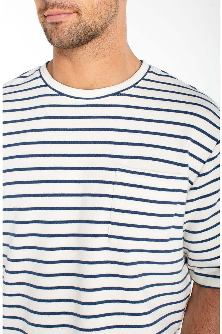 Oversize Stripe Cotton French Terry T-Shirt, Alternate, color, PARCHMENT BLUE