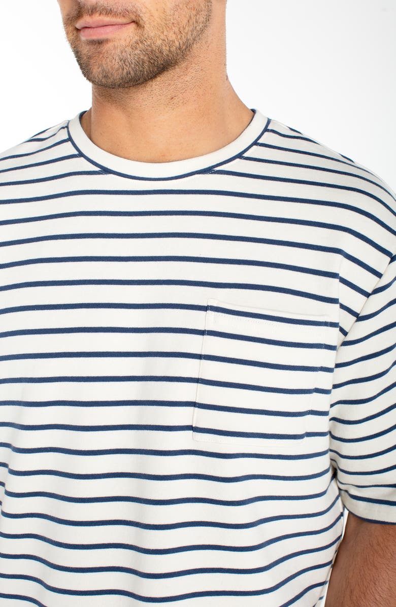 Liverpool Los Angeles Oversize Stripe Cotton French Terry T-Shirt, Alternate, color, Parchment Blue