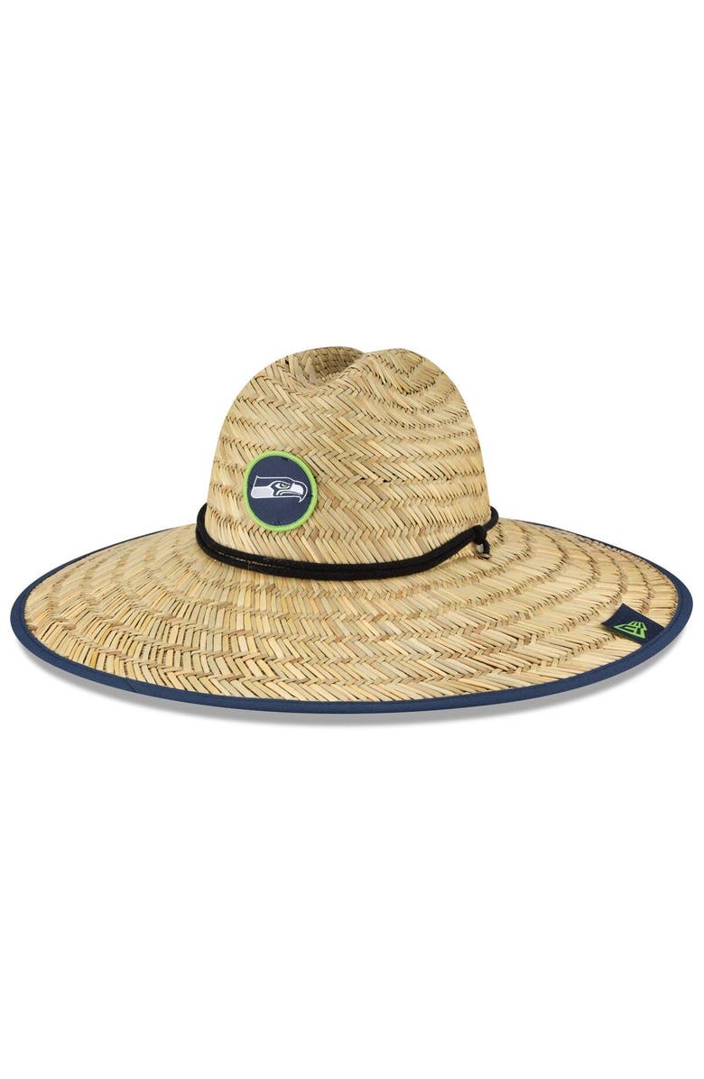 New Era Men's New Era Natural Seattle Seahawks NFL Training Camp Official Straw Lifeguard Hat, Main, color, 