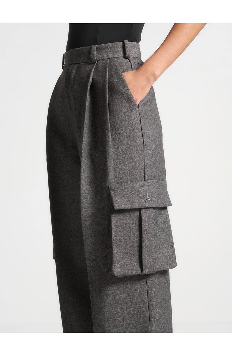 Manière De Voir Danielle Tailored Pleated Cargo Trousers, Alternate, color, Grey Marl