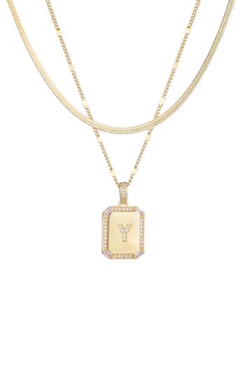 Adornia Initial Tag Pendant Necklace