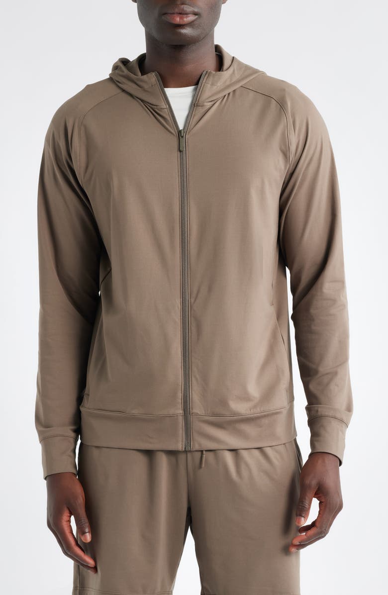 Zella Live In Performance Zip Hoodie, Alternate, color, Brown Morel