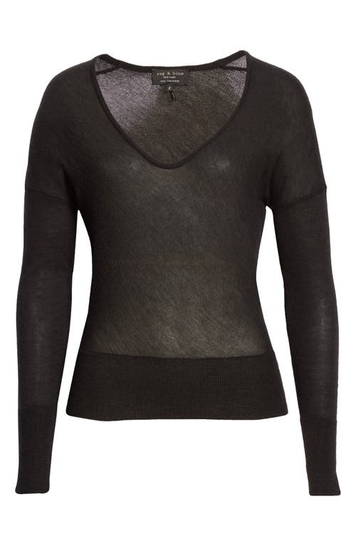 Rag & Bone Mandee Deep V-neck Cashmere Sweater In Black