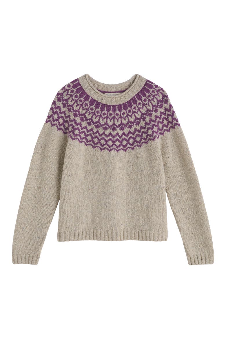 Port Kinnis Fair Isle Merino Wool Blend Sweater, Alternate, color, WAG TAIL ARAN SPRING HEATHER