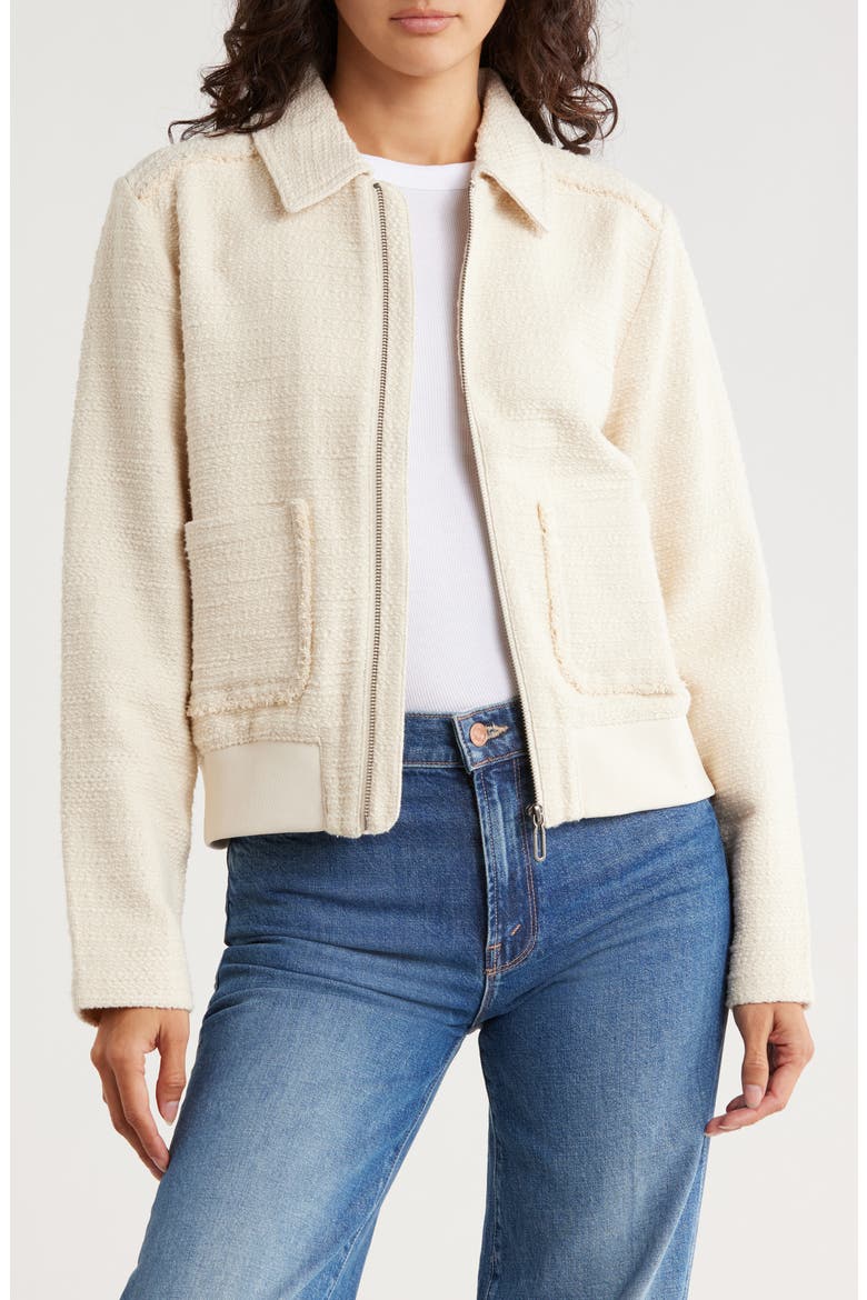 Textured Bomber Jacket, Main, color, IVORY DOVE
