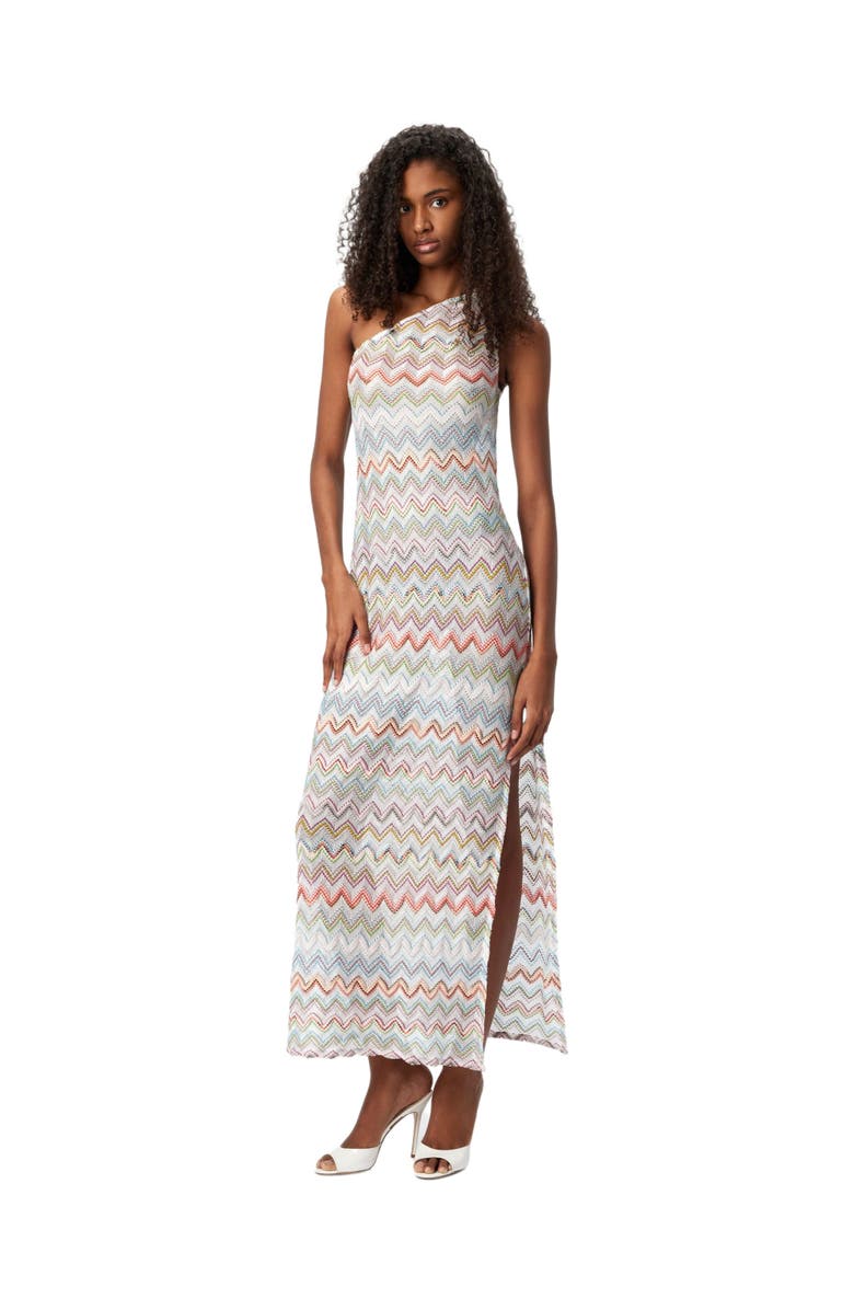 Missoni Long One-shoulder Dress With 3d Zig Zag Lamé, Main, color, Multicoloured