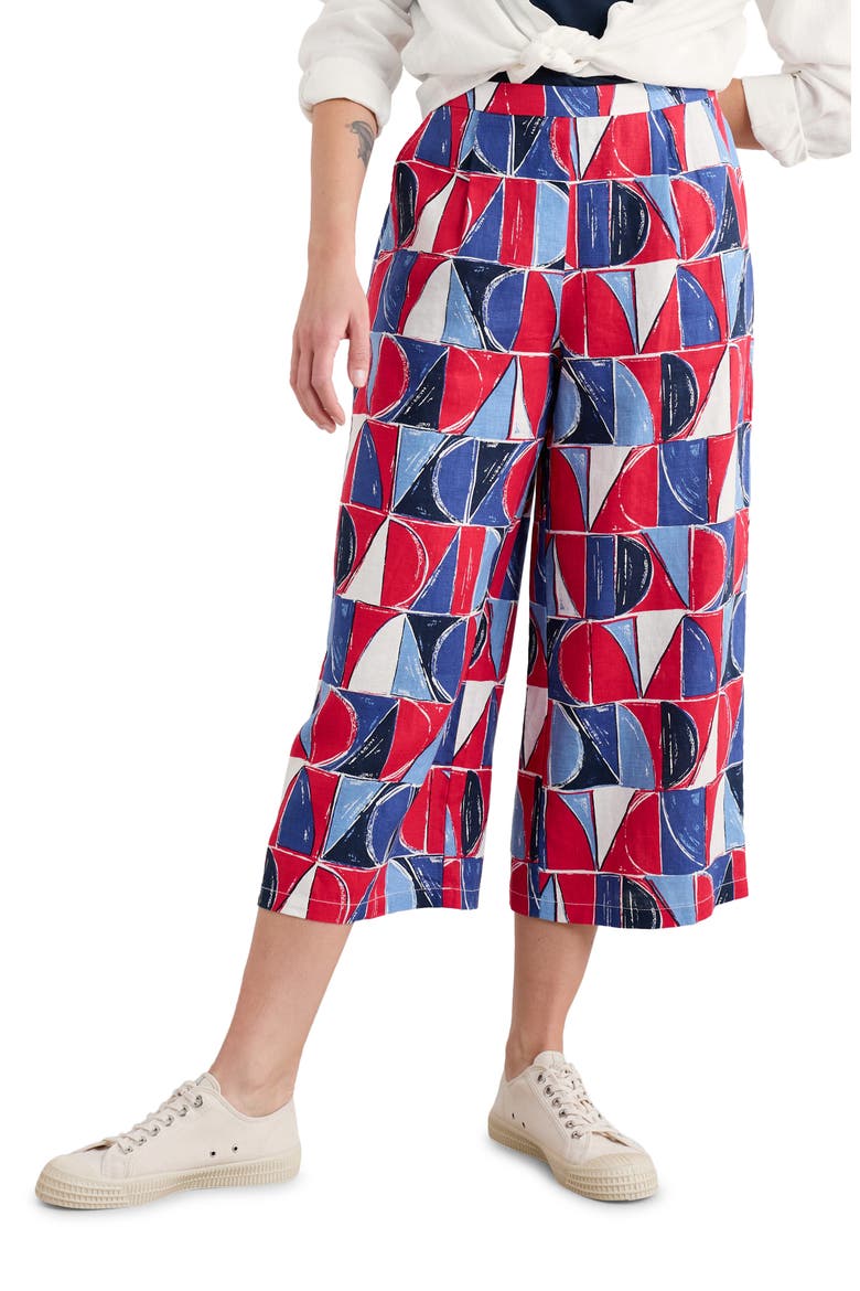 Peaceful Haven Linen Culottes, Main, color, SAIL GEO SCARLET