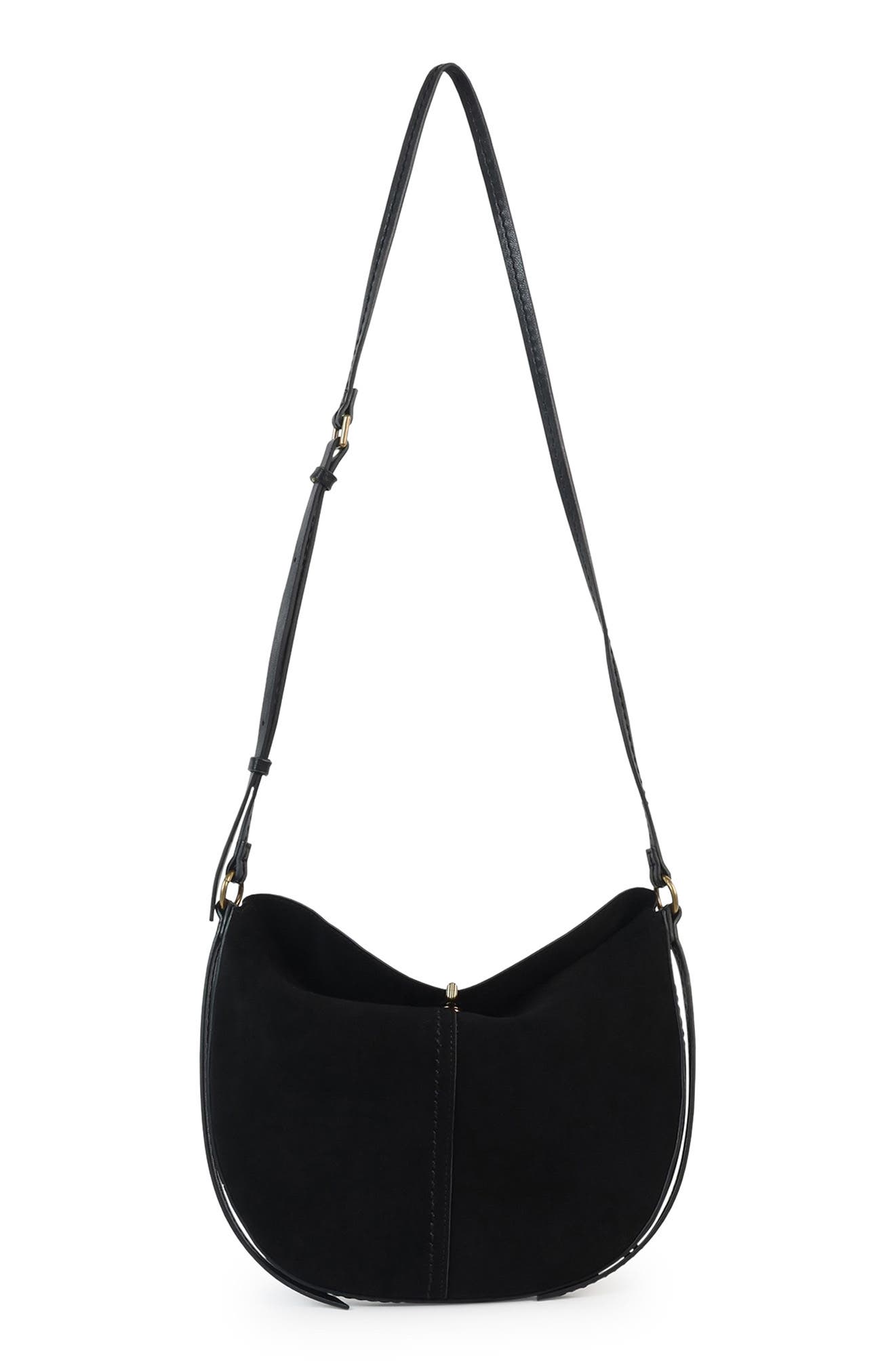 Dolce Vita Bennett Faux Leather & Suede Crossbody Bag, Main, color, Black