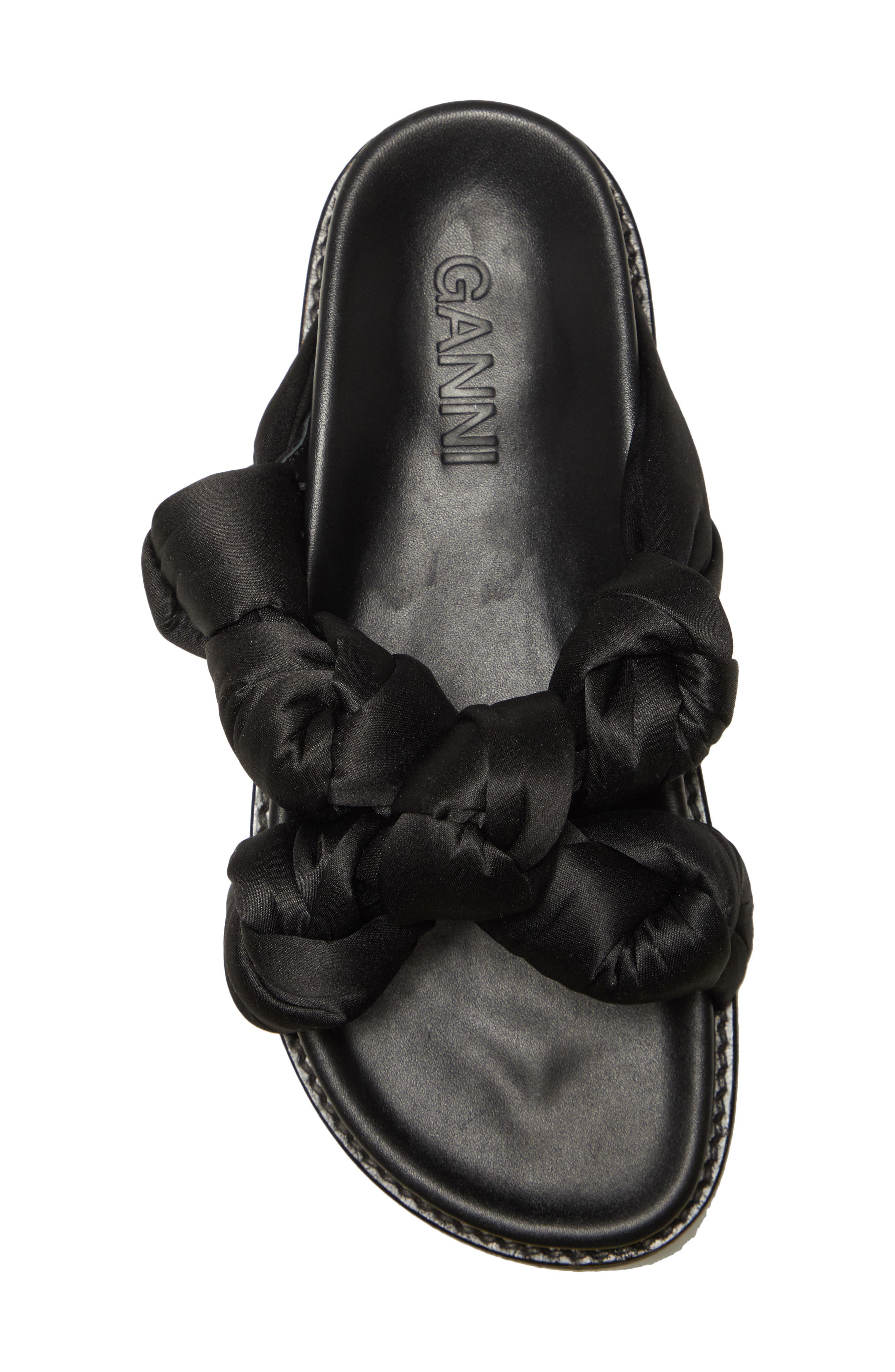 Ganni Recycled Satin Mid Knotted Sandal, Alternate, color, 