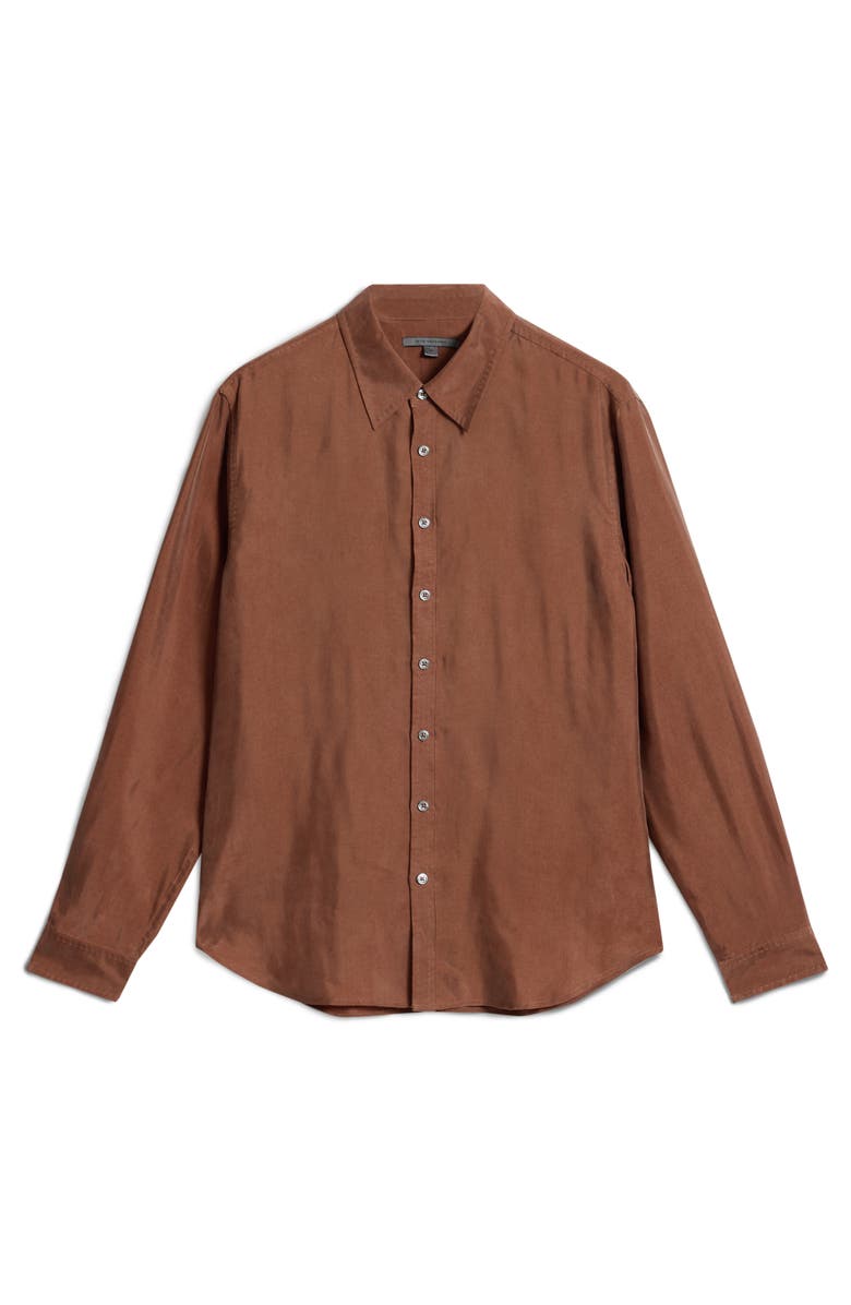 John Varvatos Martin Solid Twill Button-Up Shirt, Alternate, color, Hazelnut
