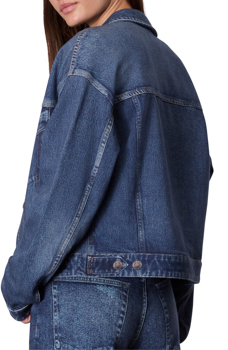 rag & bone rb Miramar Trompe l'Oeil Faux Denim Fleece Terry Trucker Jacket, Alternate, color, 