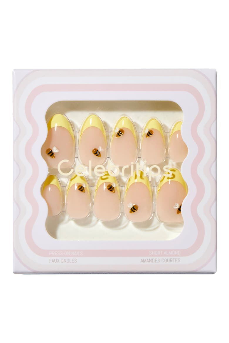 Short Almond Press-On Nails, Main, color, 3D HONEY BEE