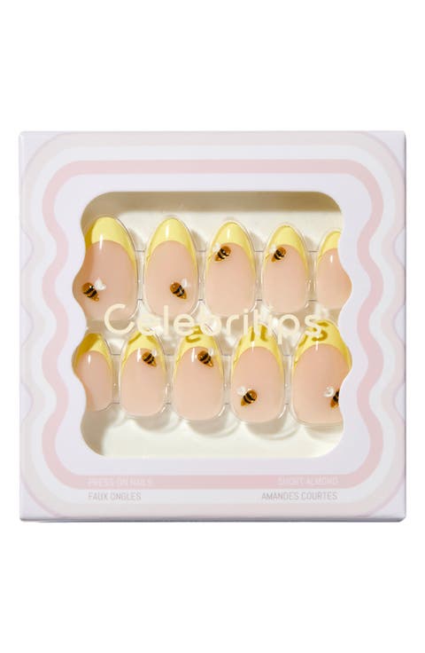 3D Sparkling Berry Short Almond Press-On Nails