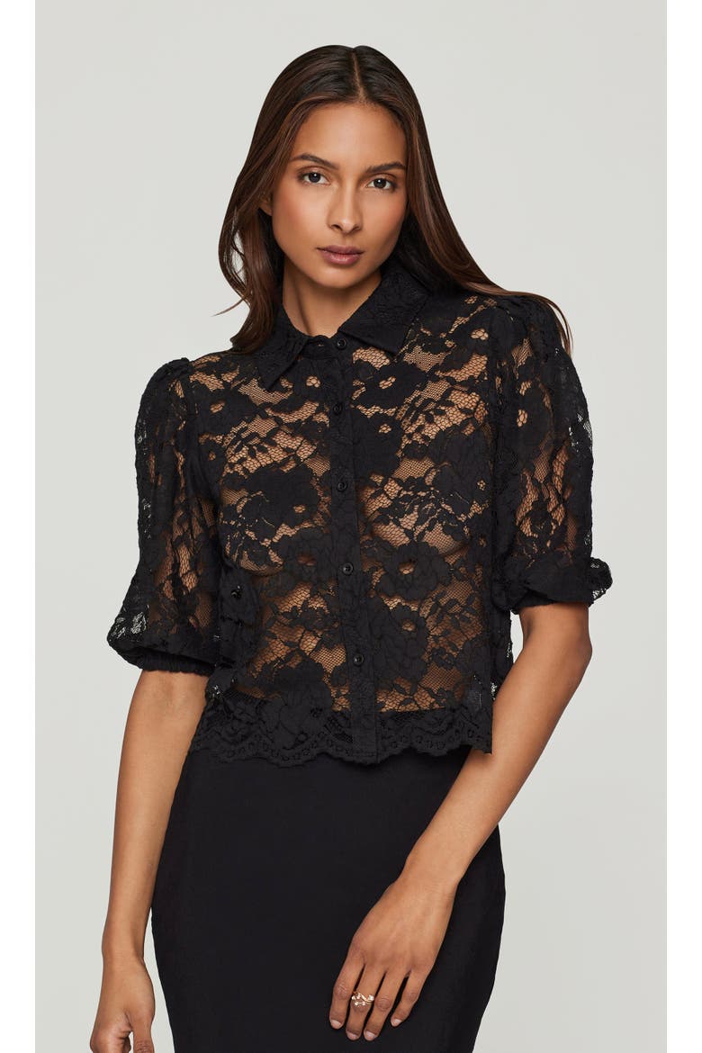 Tammy Mesh Lace Shirt, Main, color, Black