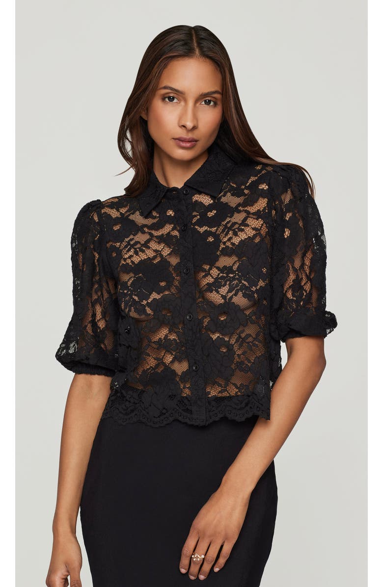 Generation Love Tammy Mesh Lace Shirt, Main, color, Black