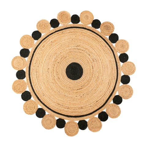 Aurora Two-Tone Jute Hippy Circle Medallion Round Area Rug