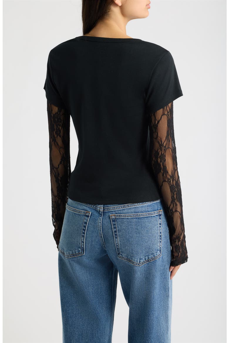 Rose Lace Layered Graphic Tee, Alternate, color, BLACK