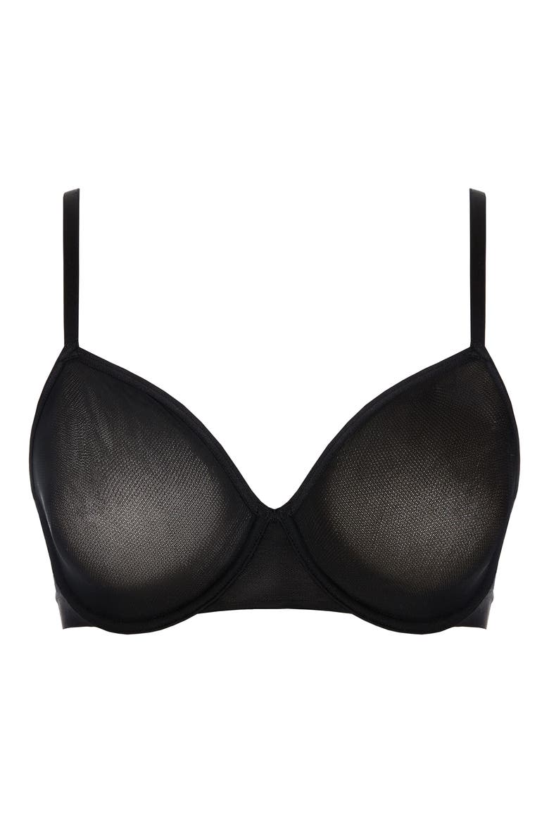 Logo Mesh Unlined Underwire Bra, Alternate, color, BLACK