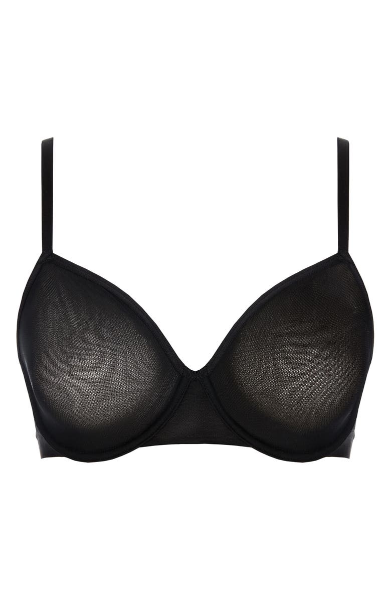 DKNY Logo Mesh Unlined Underwire Bra, Alternate, color, Black