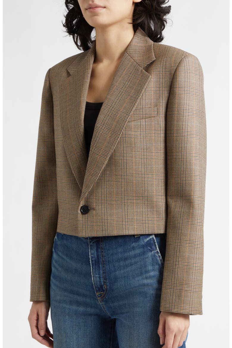 Swan Plaid Single Breasted Wool Blazer, Alternate, color, GLEN TAN