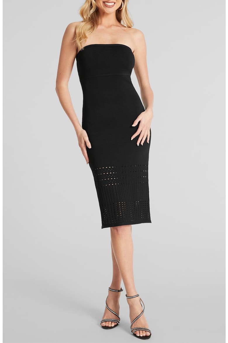 Elisa Strapless Knit Dress, Main, color, BLACK