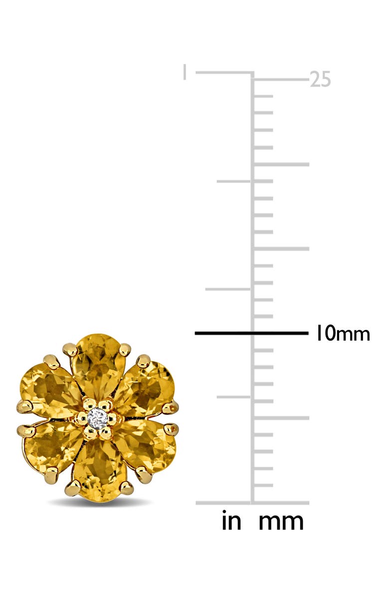 DELMAR Semiprecious Stone & White Topaz Floral Stud Earrings, Alternate, color, Yellow