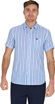 Raging Bull Short Sleeve Cotton Linen Look Shirt