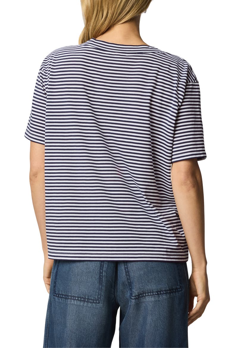 Kacey Stripe V-Neck T-Shirt, Alternate, color, NAVY BLUE/ WHITE