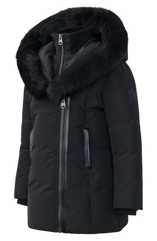 Mackage Kids' Leelee Genuine Shearling Trim Down Puffer Jacket In Black