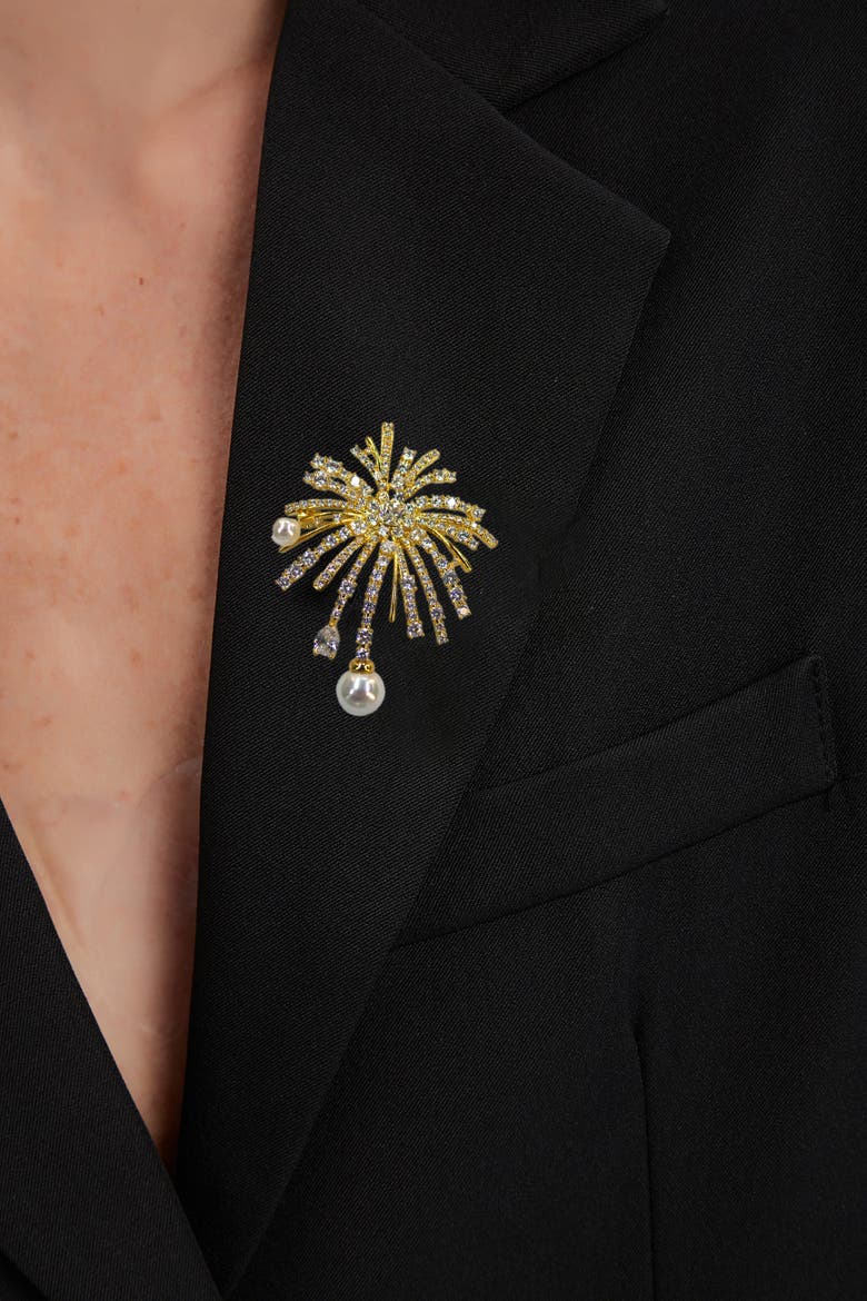 Pavé Firework Multi Way Brooch Pendant, Alternate, color, Gold