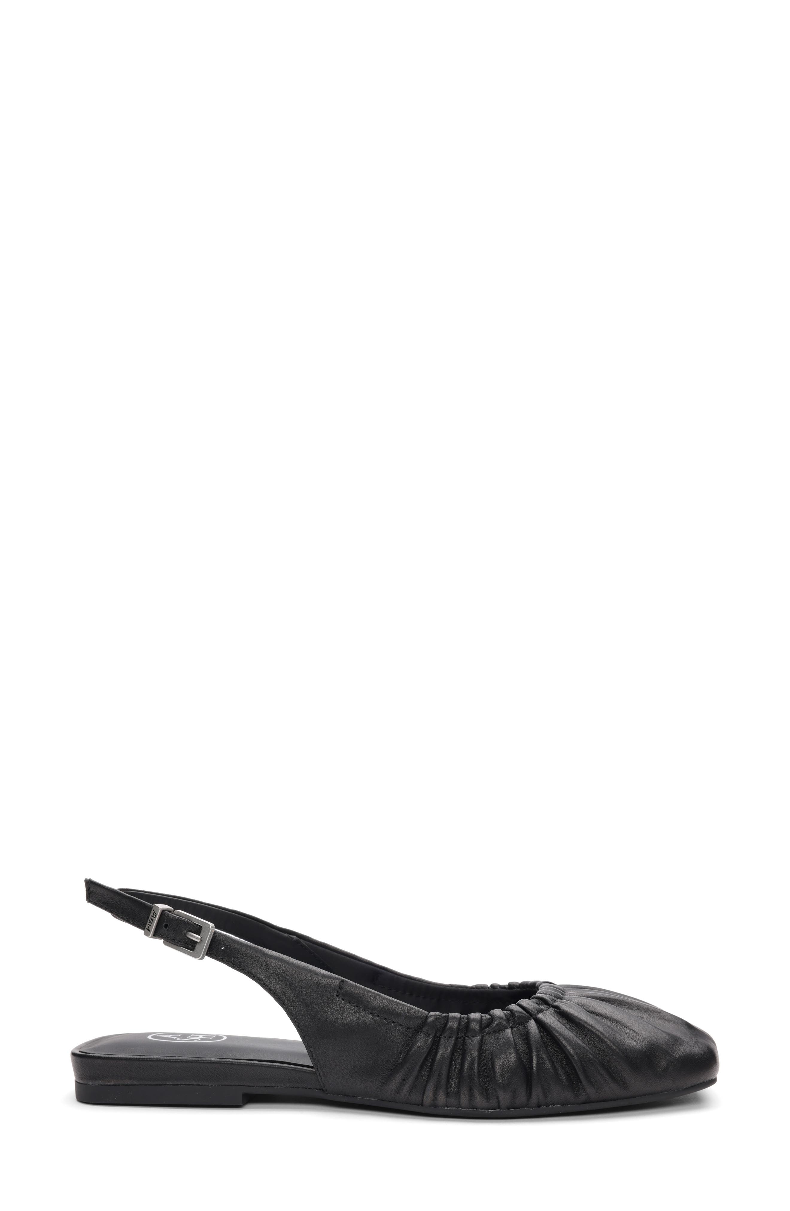 Ash Bibi Ruched Square Toe Slingback Flat, Alternate, color, Black