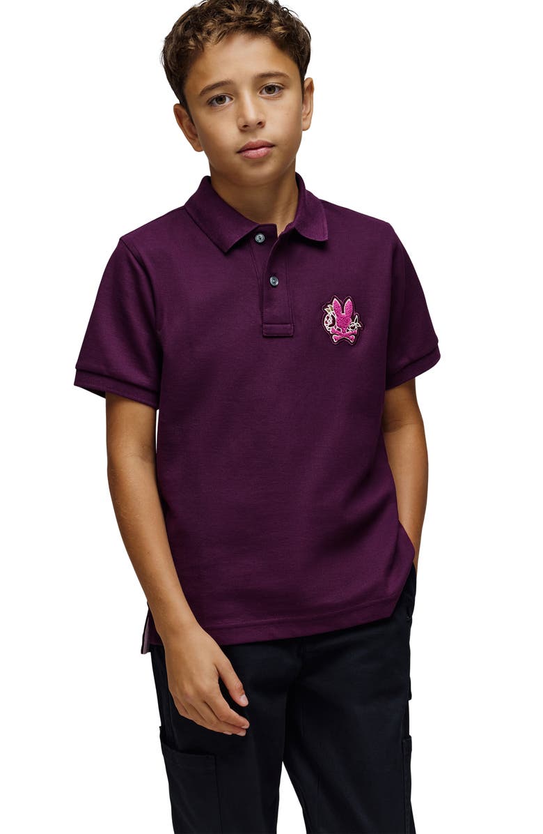 Psycho Bunny Kids' Auguste Piquè Polo, Alternate, color, Potent Purple