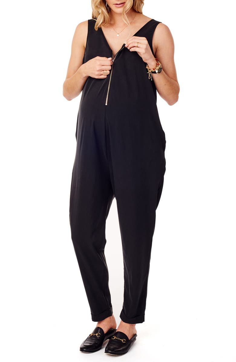 Ingrid & Isabel<sup>®</sup> Zip Front Maternity/Nursing Jumpsuit, Alternate, color, 