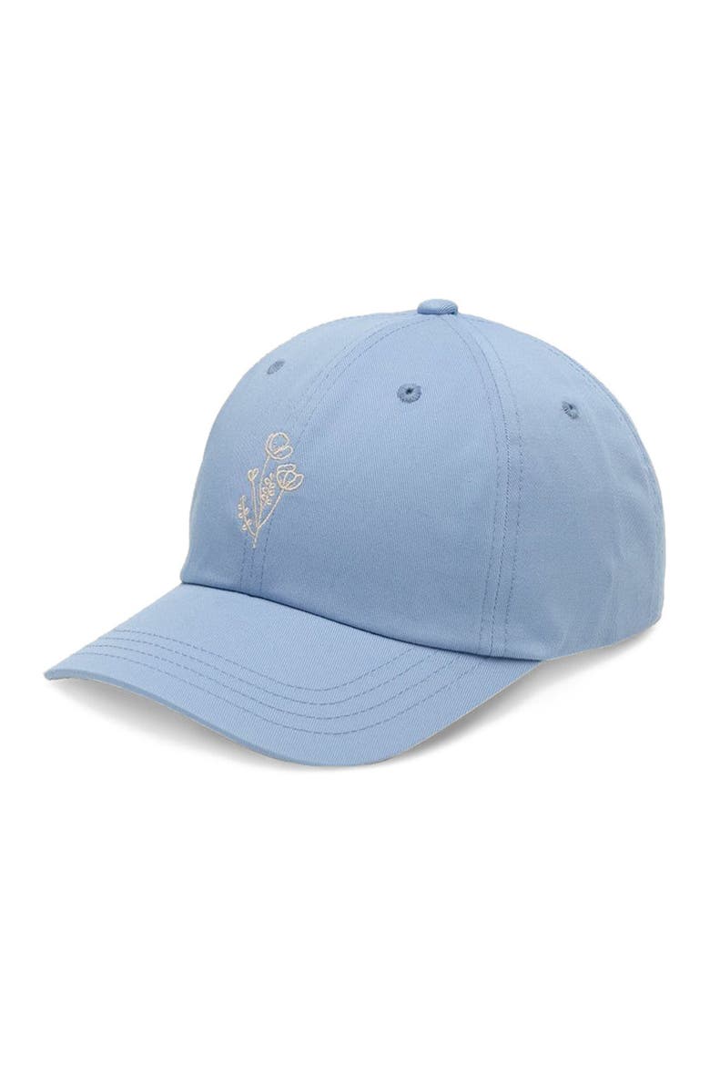 Flower Embroidery Peak Hat, Main, color, Lakeside Blue/White Oak